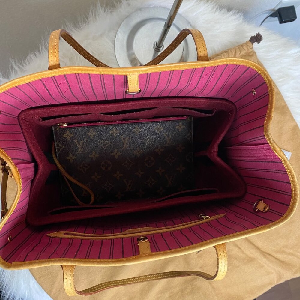 Authentic Louis Vuitton Neverfull MM  Monogram Canvas Pivoine With Pochette - Picture 16 of 16